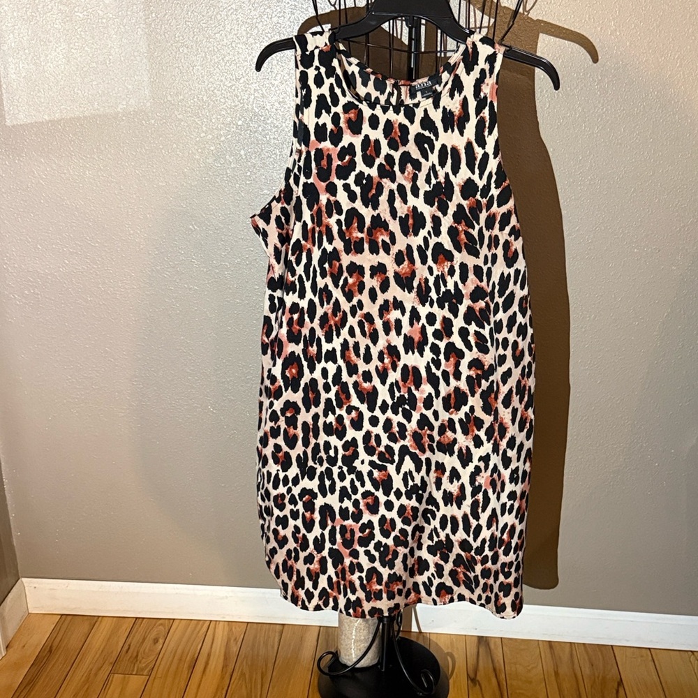 a.n.a Leopard Print Midi Dress - Black, Brown, White